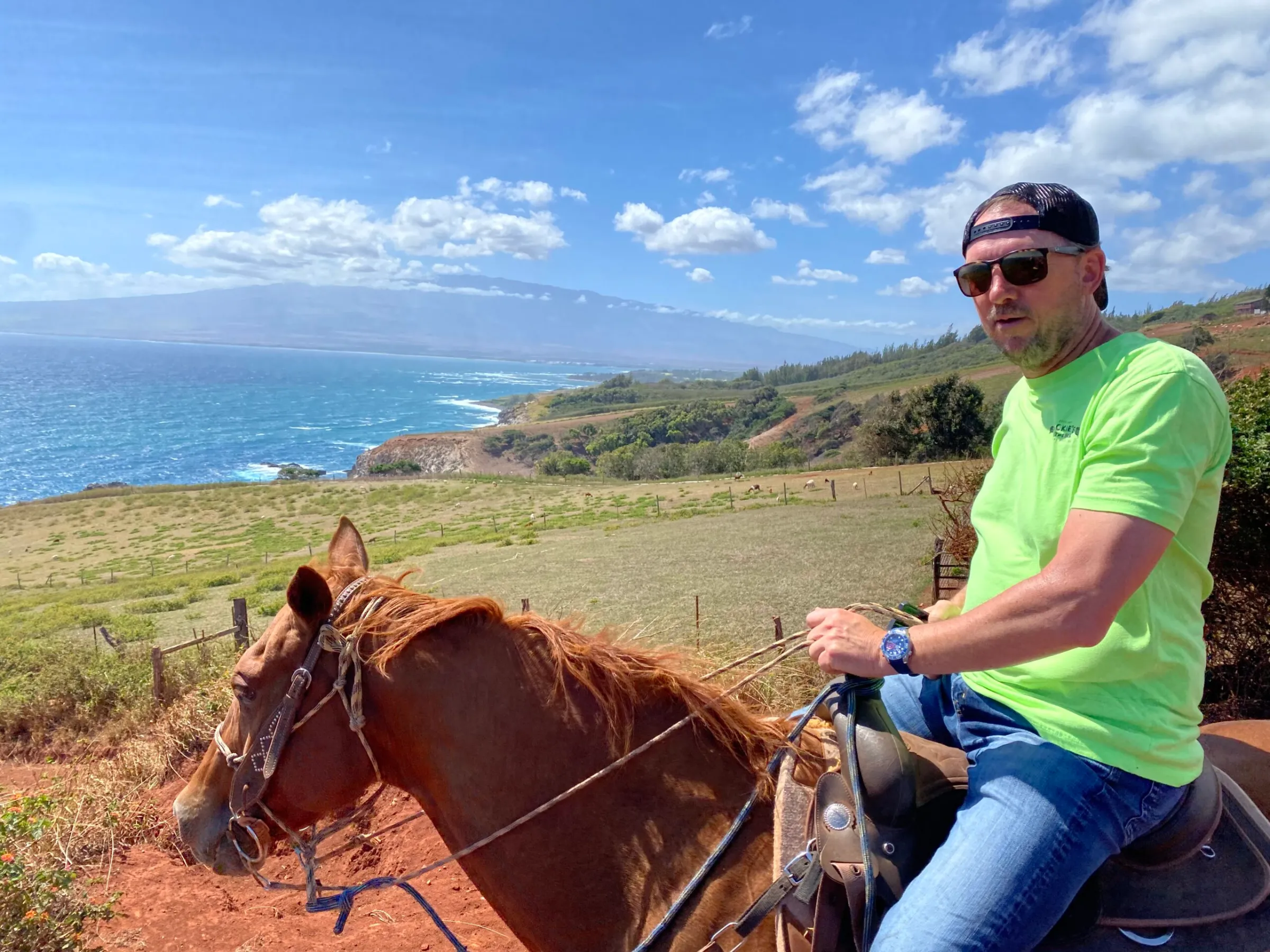 a man riding a horse